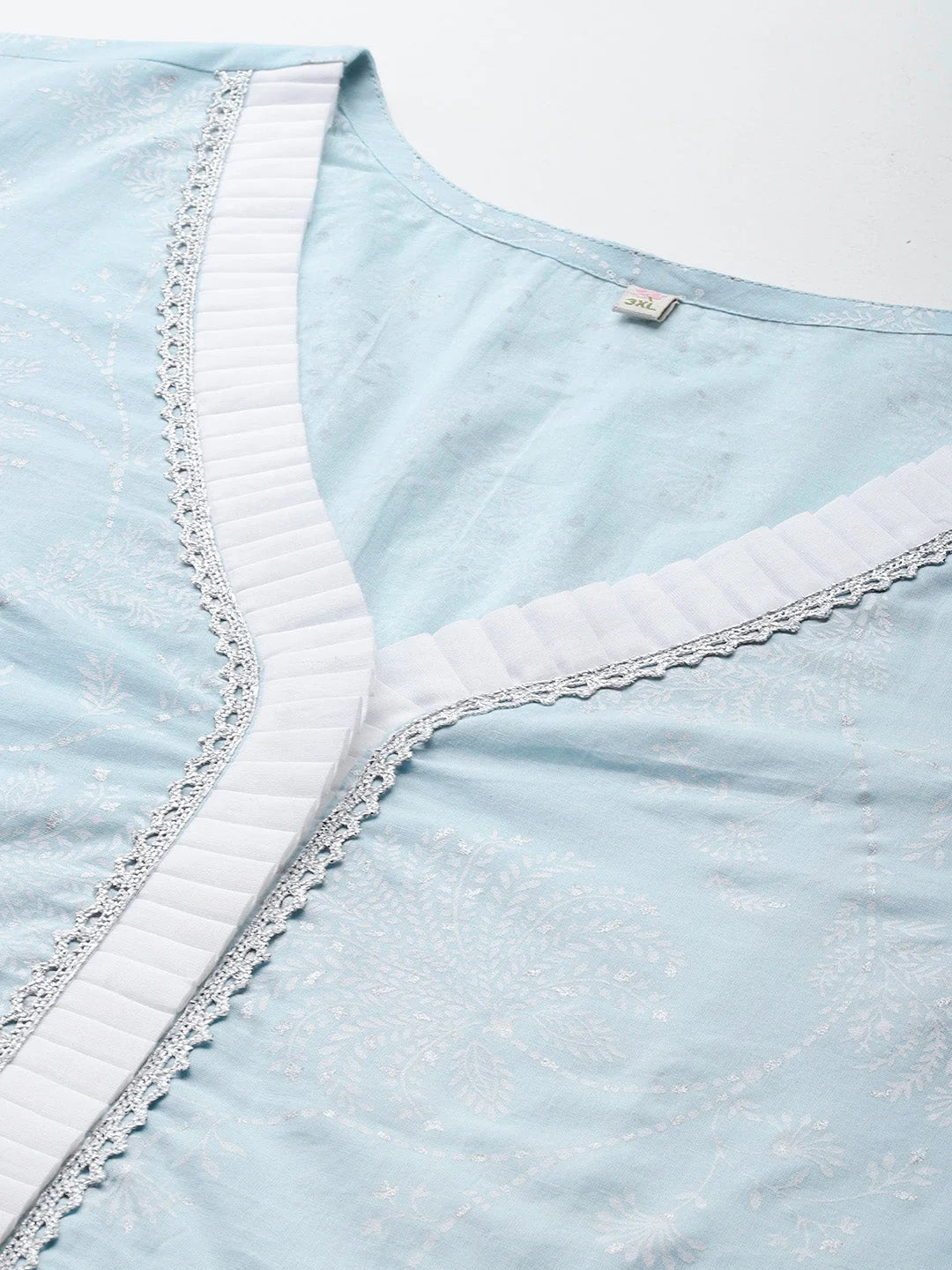 Plus Size Floral Printed Zari Cotton Indian Kurta for Women