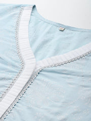 Plus Size Floral Printed Zari Pure Cotton Kurta-AP-AHKUCOKH-1074