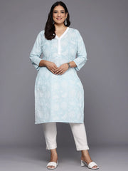 Plus Size Floral Printed Zari Pure Cotton Kurta-AP-AHKUCOKH-1074