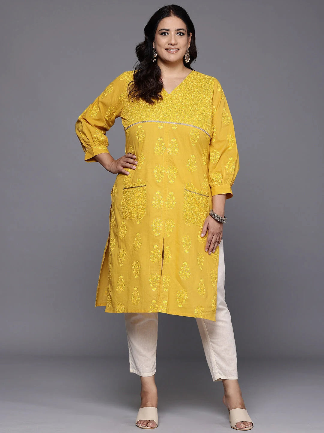 Plus Size Ethnic Print Indian Kurta | Trendy Kurtas
