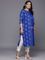 Plus Size Ethnic Motifs Printed Layered Gotta Patti Pure Cotton Kurta-AP-AHKUCOKHGL-962