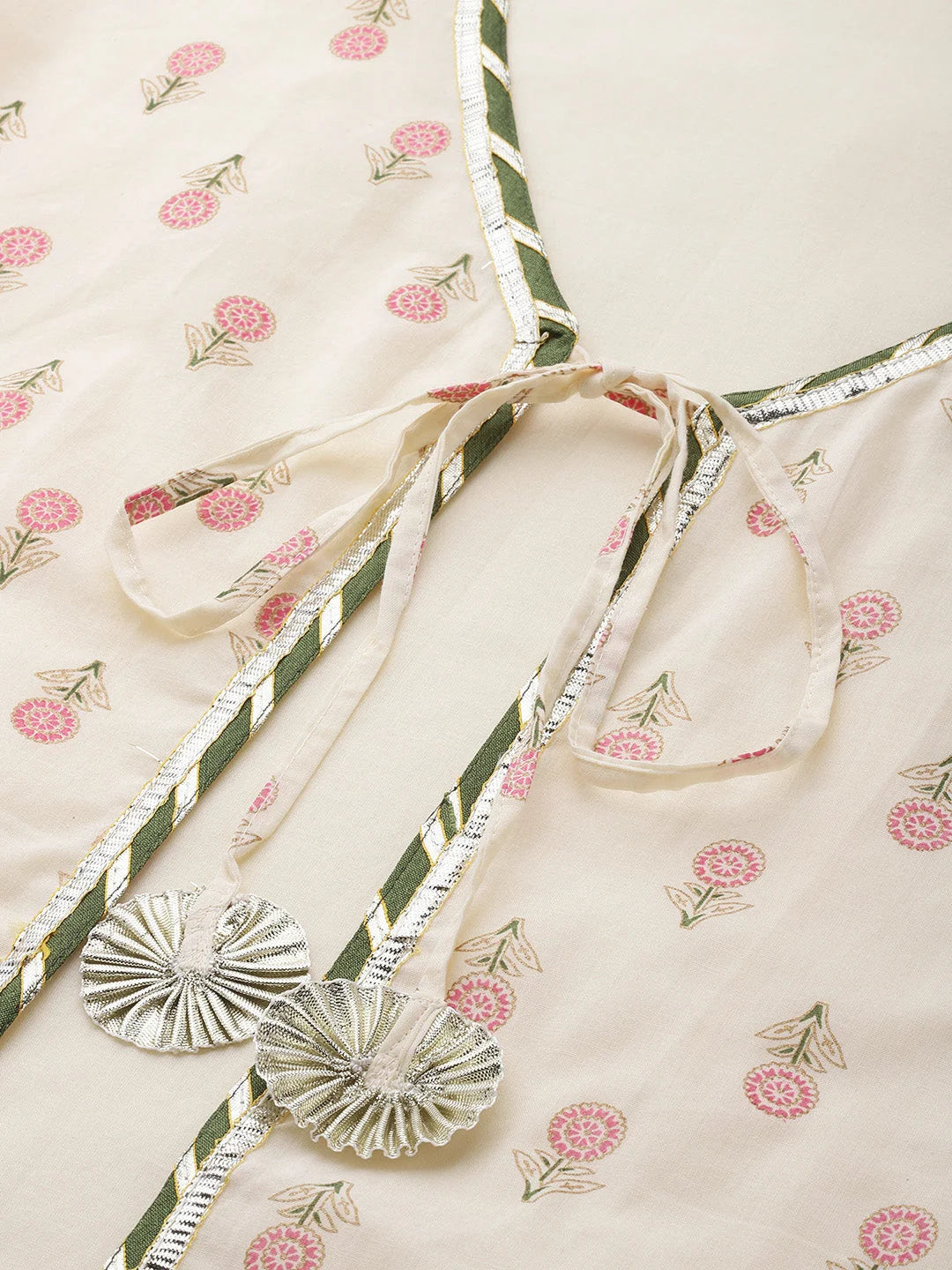 Plus Size Floral Cotton Indian Kurta with Gotta Patti Work