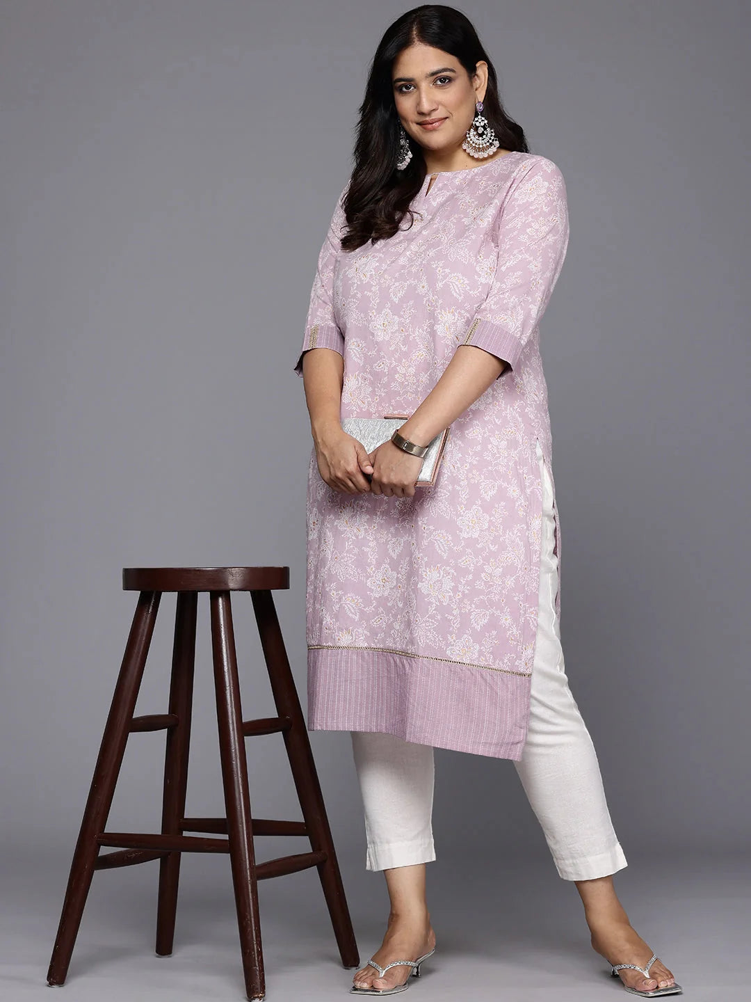 Plus Size Floral Cotton Indian Kurtas for Women Online