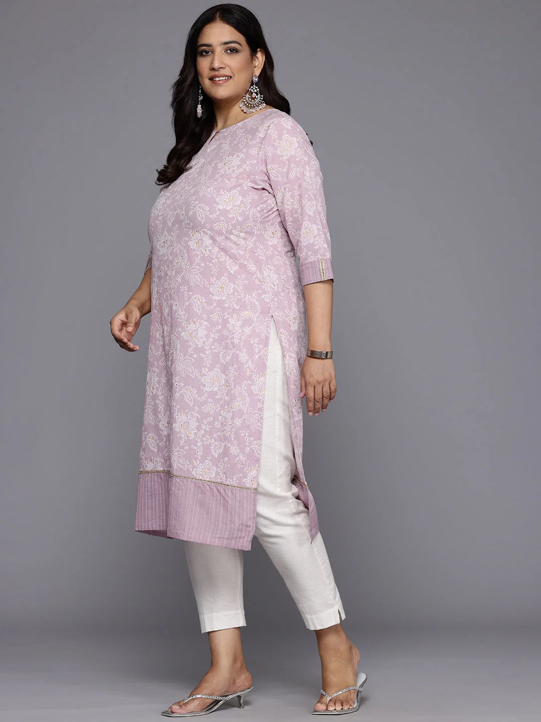 Plus Size Floral Cotton Indian Kurtas for Women Online