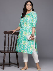 Plus Size Floral Printed Pure Cotton Kurta-AP-AHKUCOWX-1125