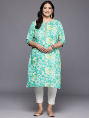 Plus Size Floral Printed Pure Cotton Kurta-AP-AHKUCOWX-1125