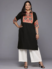 Plus Size Printed Gotta Patti Crepe Kurta-AP-AHKUCRDP-1132