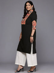 Plus Size Printed Gotta Patti Crepe Kurta-AP-AHKUCRDP-1132