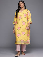 Women's Traditional Wear Yellow Kurta-AP-AHKUCRDP-1158