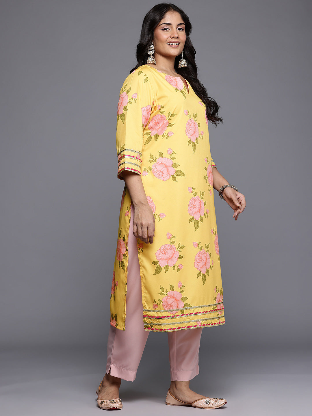 Women's Traditional Wear Yellow Kurta-AP-AHKUCRDP-1158