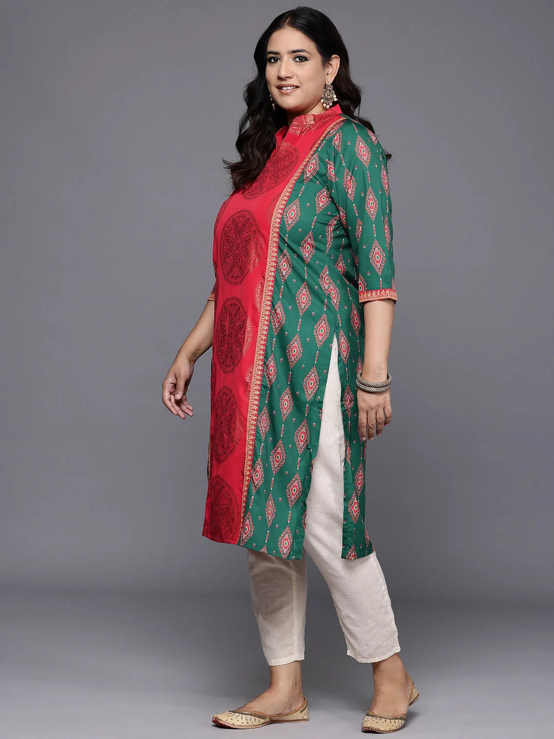Plus Size Gotta Patti Floral Indian Kurta for Ladies