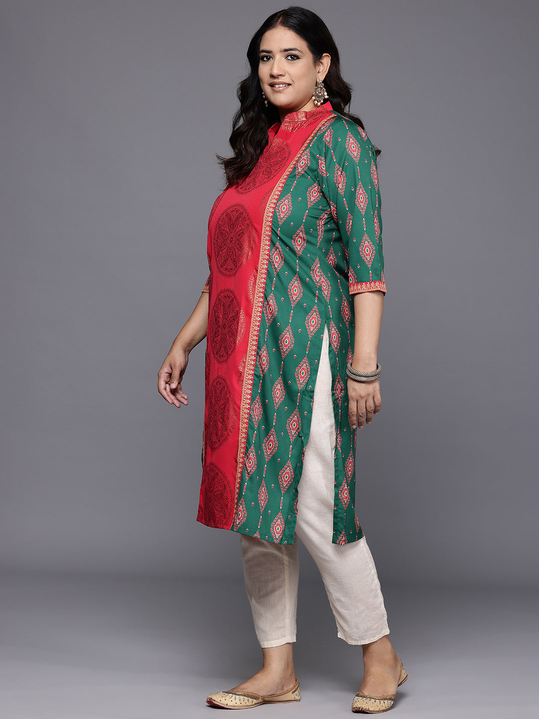 Plus Size Gotta Patti Floral Indian Kurta for Ladies