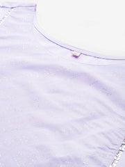 Plus Size Geometric Printed Sequinned Crepe Kurta-AP-AHKUCRKH-1122