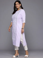 Plus Size Geometric Printed Sequinned Crepe Kurta-AP-AHKUCRKH-1122