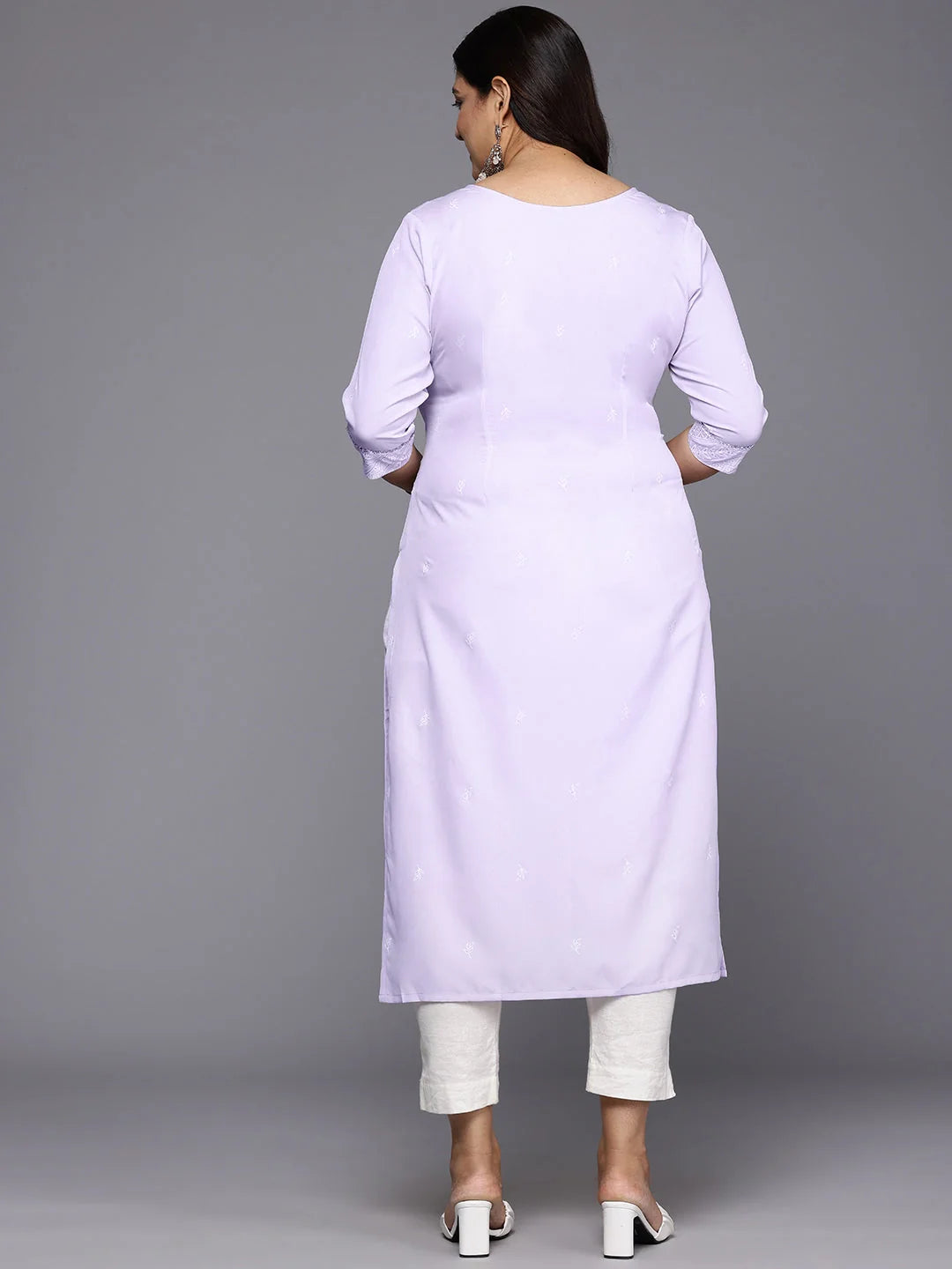 Plus Size Geometric Sequinned Indian Kurtis for Women