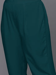 Gotta Patti Puffed Sleeves Anarkali Kurta with Trousers & Dupatta-AP-AHKUDUPN-COMBO-955