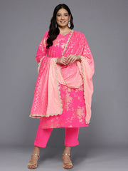 Women Floral Printed Regular Kurta with Trousers & With Dupatta-AP-AHKUDUPN-COMBO-360