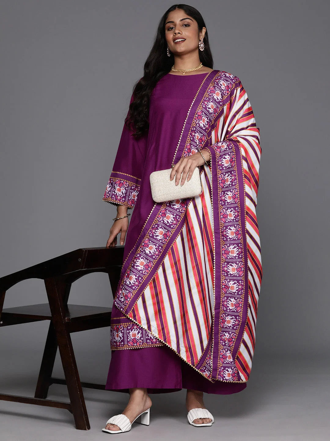 Plus Size Kurta Palazzo Set with Dupatta | Ethnic Prints