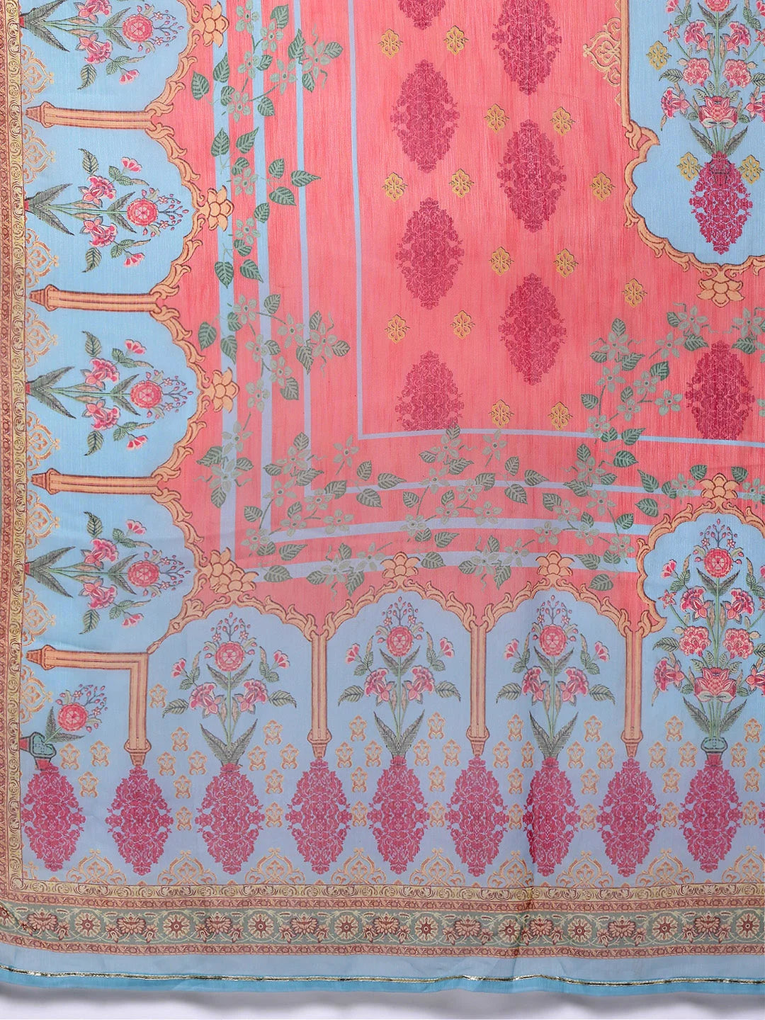 Women's Floral Kurta Palazzo Set with Dupatta - Gotta Patti