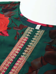 Plus Size Floral Printed Sequinned Georgette Kurta-AP-AHKUGRDP-1131