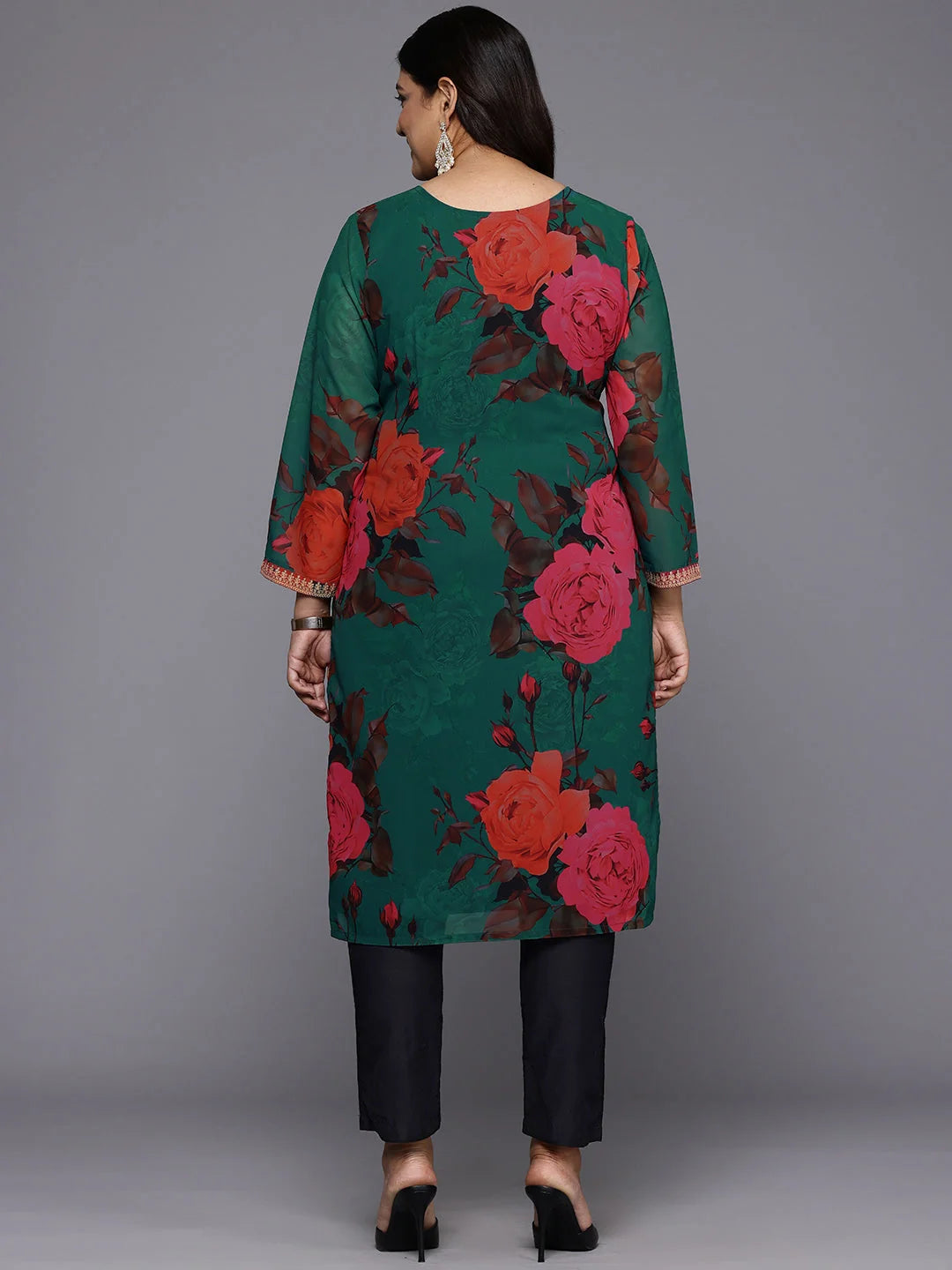 Plus Size Floral Sequinned Georgette Indian Kurtis Online