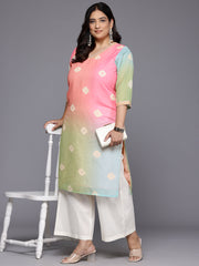 Plus Size Bandhani Printed Georgette Kurta-AP-AHKUGRDP-1137