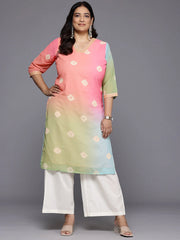 Plus Size Bandhani Printed Georgette Kurta-AP-AHKUGRDP-1137