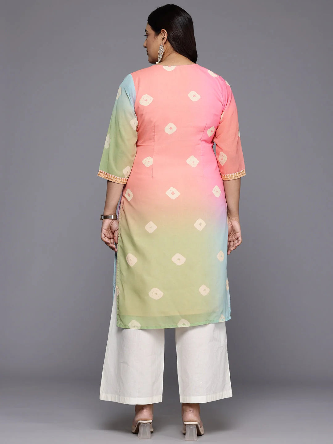Plus Size Bandhani Print Kurta | Women's Indian Kurta Sets