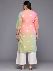 Plus Size Bandhani Printed Georgette Kurta-AP-AHKUGRDP-1137