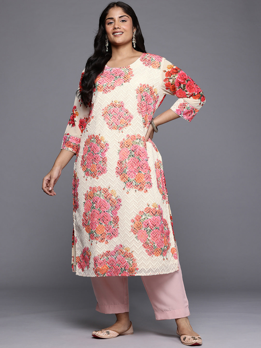 Women's Traditional Wear Off-White Kurta-AP-AHKUGRDP-1164-DS