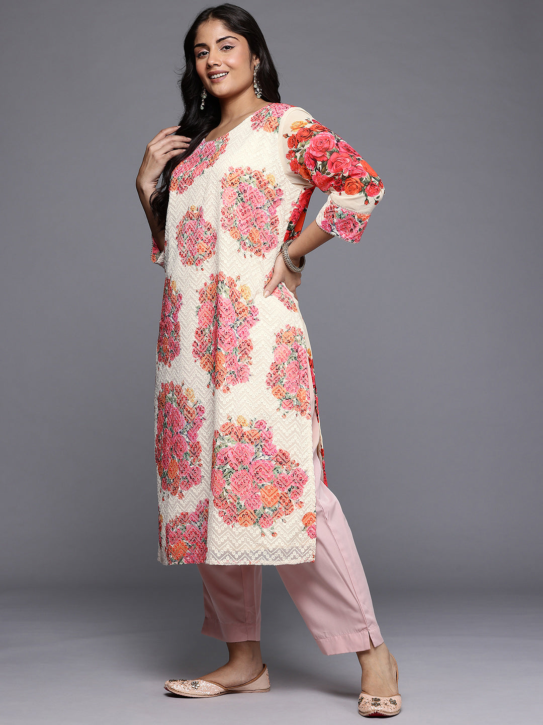 Women's Traditional Wear Off-White Kurta-AP-AHKUGRDP-1164-DS