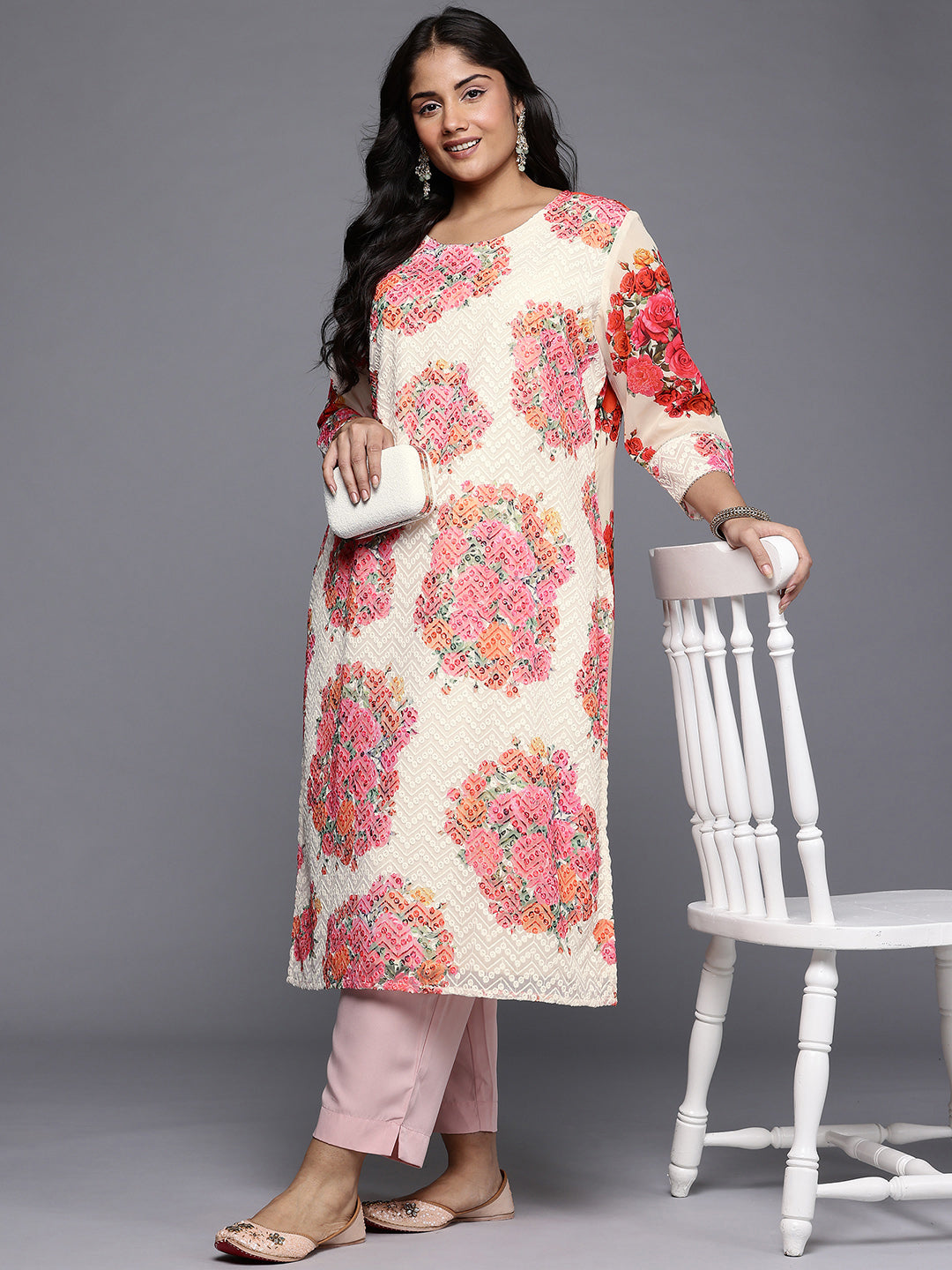 Women's Traditional Wear Off-White Kurta-AP-AHKUGRDP-1164-DS