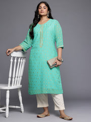 Women's Traditional Wear Blue Kurta-AP-AHKUGRFPGL-1166