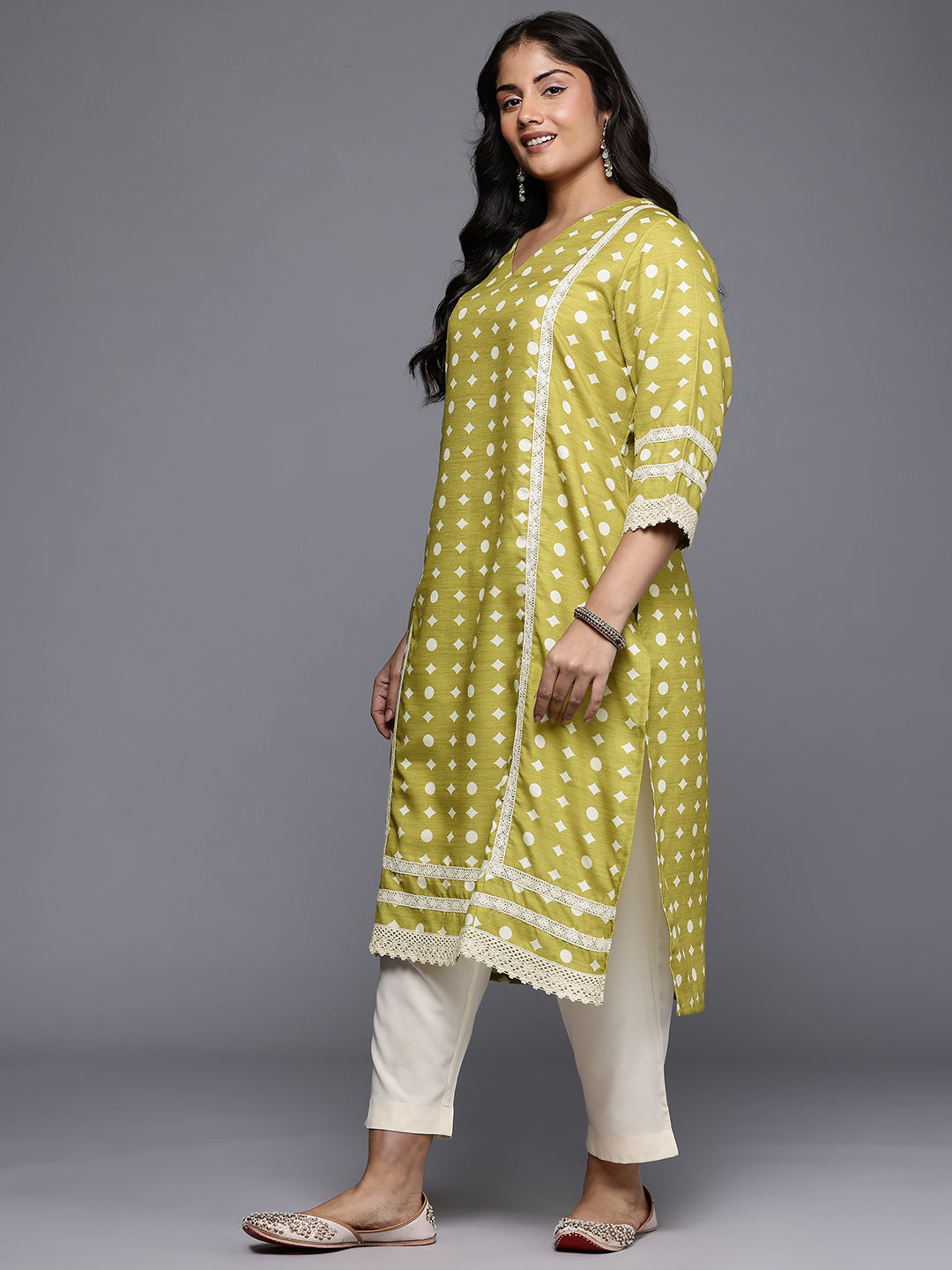 Women's Traditional Wear Olive Kurta-AP-AHKUMGDP-1159