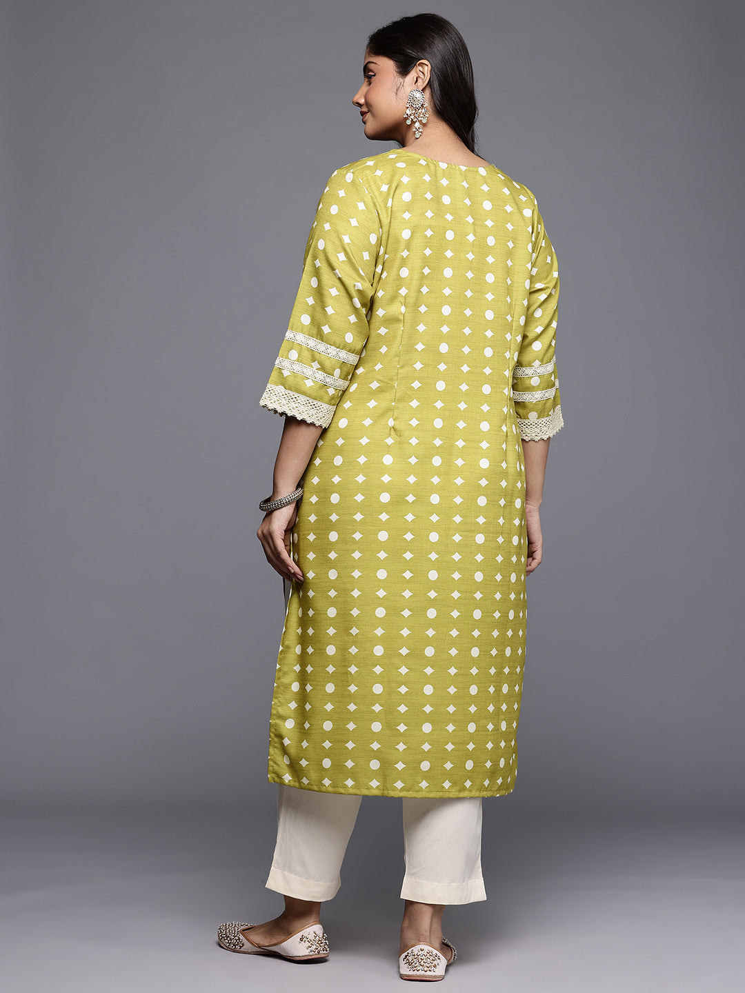 Women's Traditional Wear Olive Kurta-AP-AHKUMGDP-1159