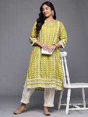 Women's Traditional Wear Olive Kurta-AP-AHKUMGDP-1159
