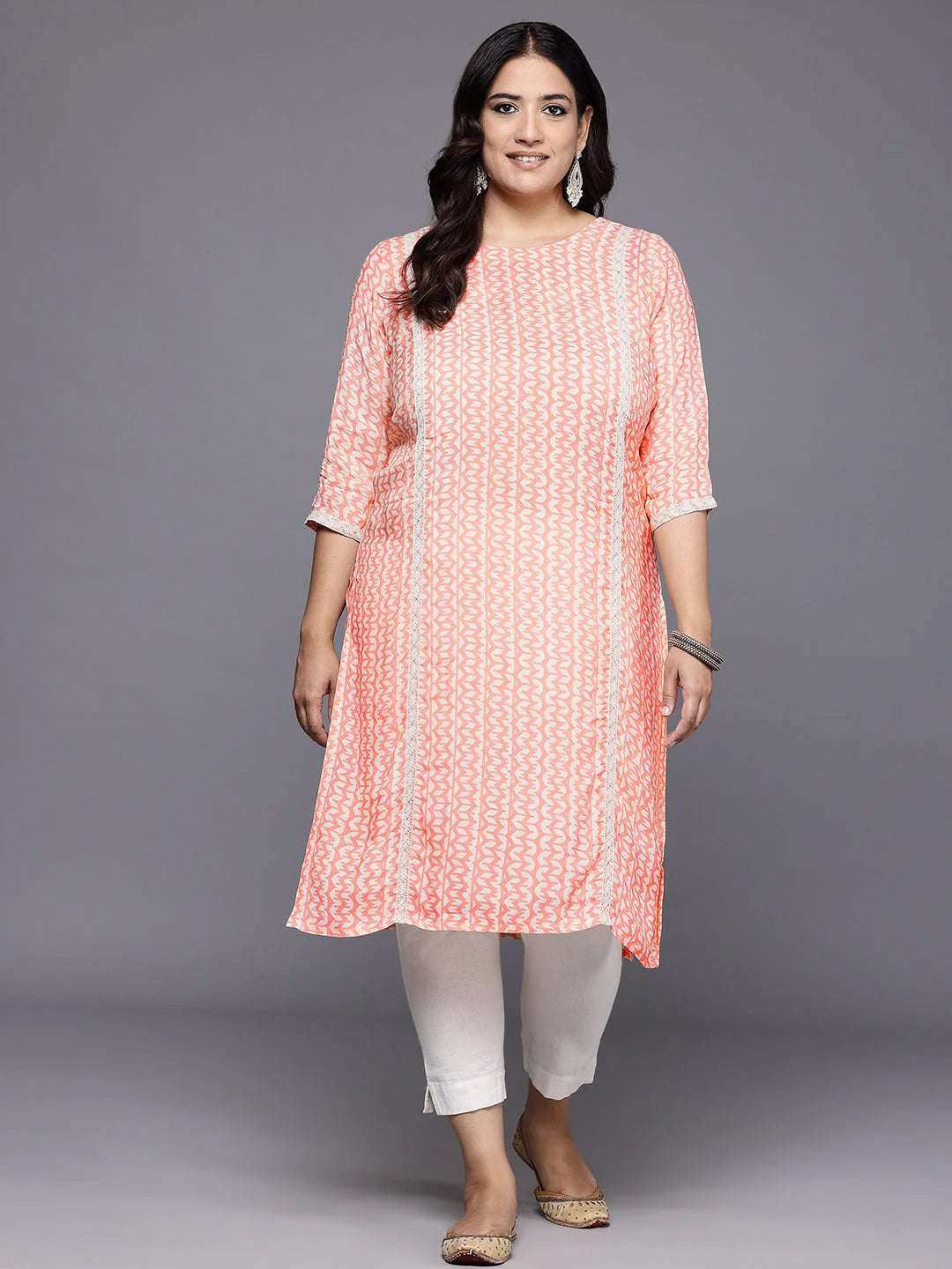 Plus Size Solid Polyester Indian Kurta for Women Online