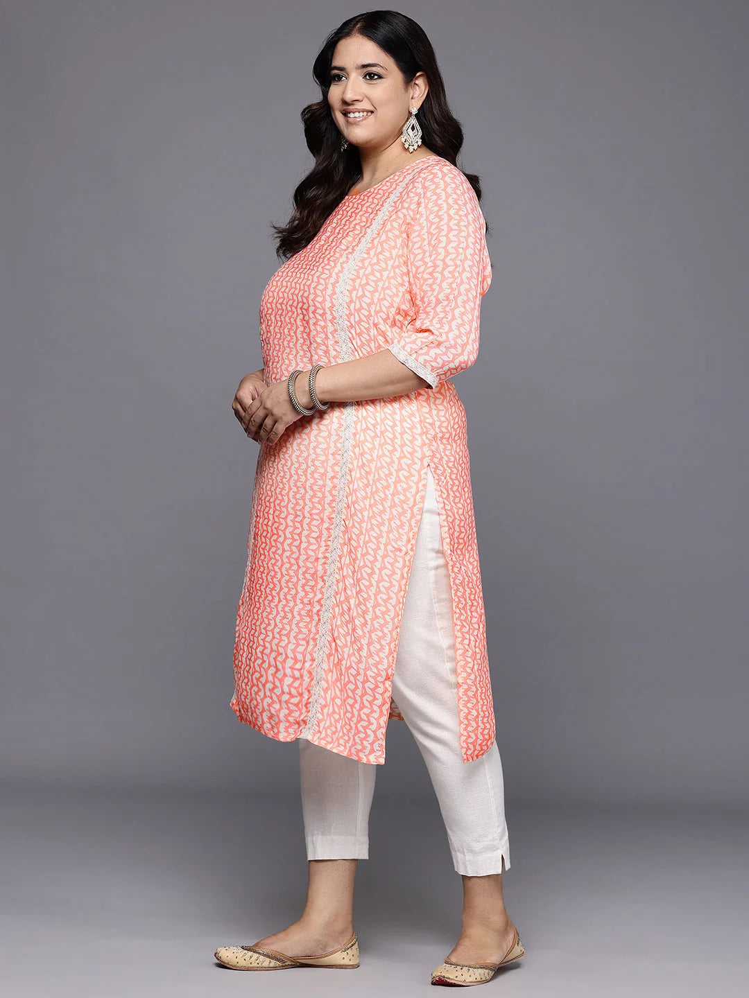 Plus Size Solid Polyester Indian Kurta for Women Online
