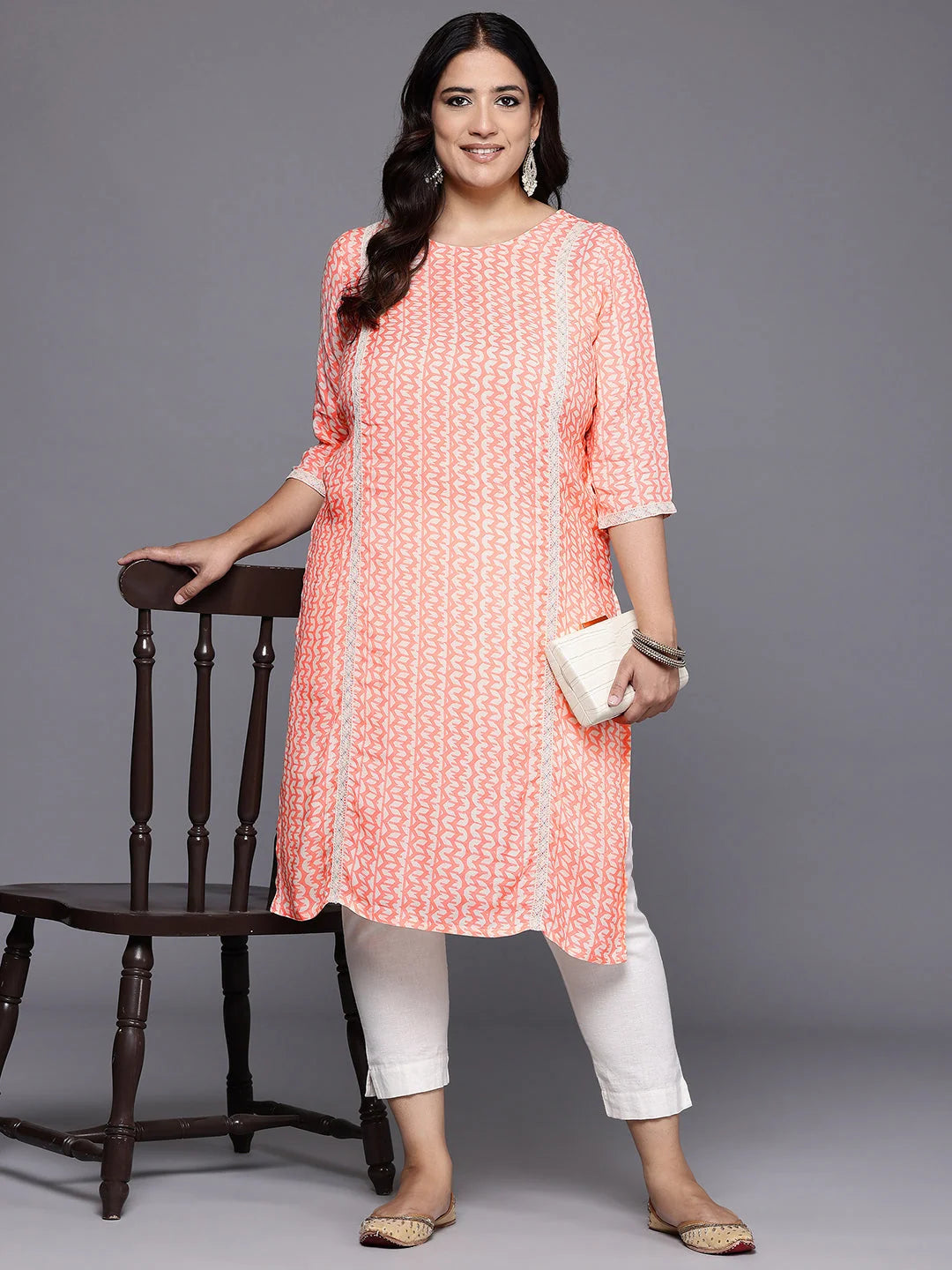 Plus Size Solid Polyester Indian Kurta for Women Online