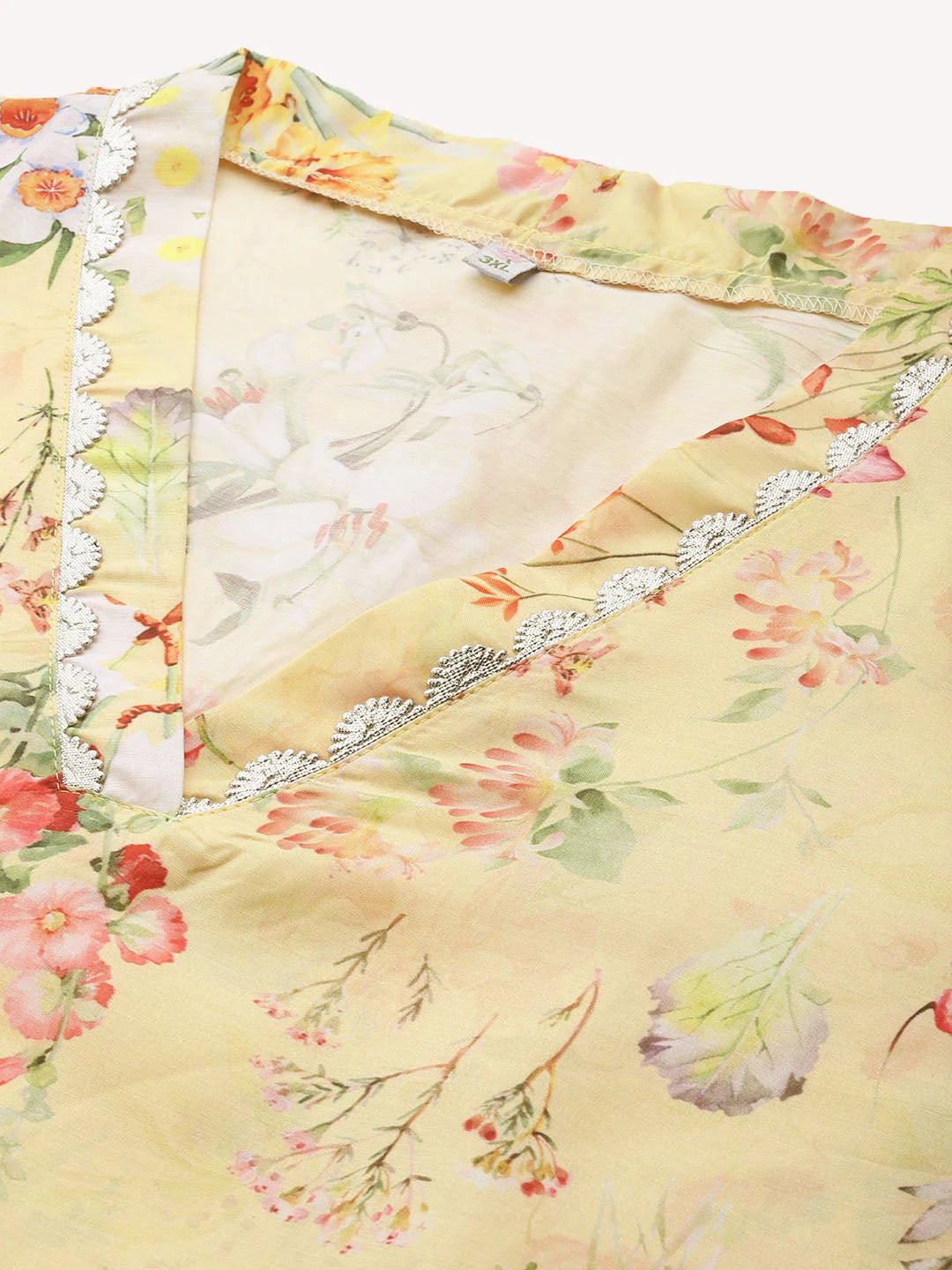 Plus Size Floral Polyester Indian Kurta for Women