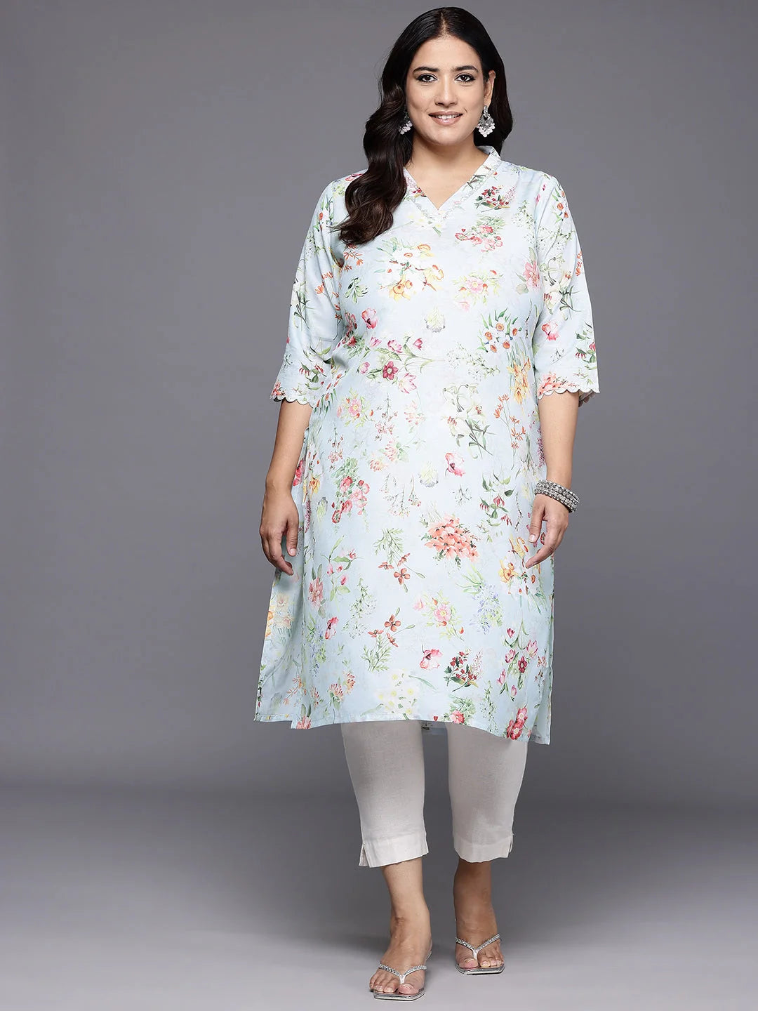 Floral Gotta Patti Plus Size Indian Kurta | Stylish Kurtas