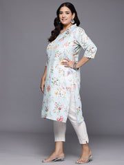 Plus Size Floral Printed Gotta Patti Kurta-AP-AHKUMSDP-636