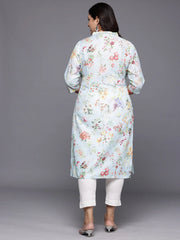 Plus Size Floral Printed Gotta Patti Kurta-AP-AHKUMSDP-636