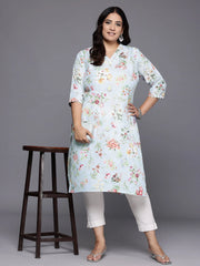 Plus Size Floral Printed Gotta Patti Kurta-AP-AHKUMSDP-636