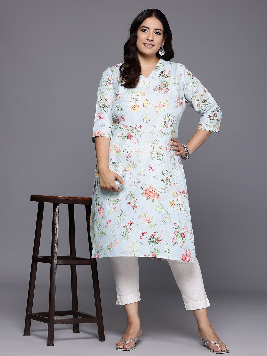 Floral Gotta Patti Plus Size Indian Kurta | Stylish Kurtas
