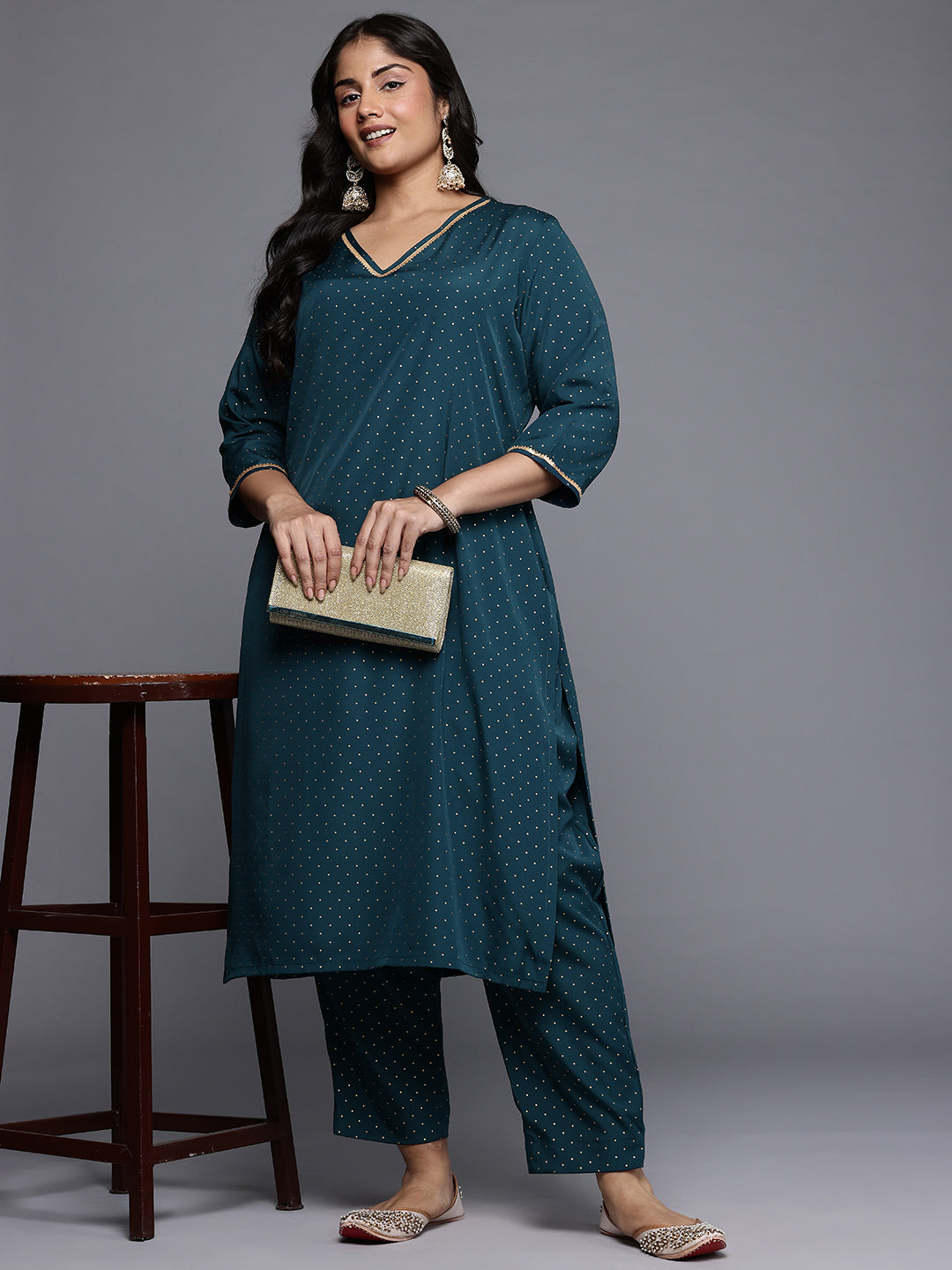 Women's Traditional Wear Green Kurta Set-AP-AHKUPN-COMBO-1117