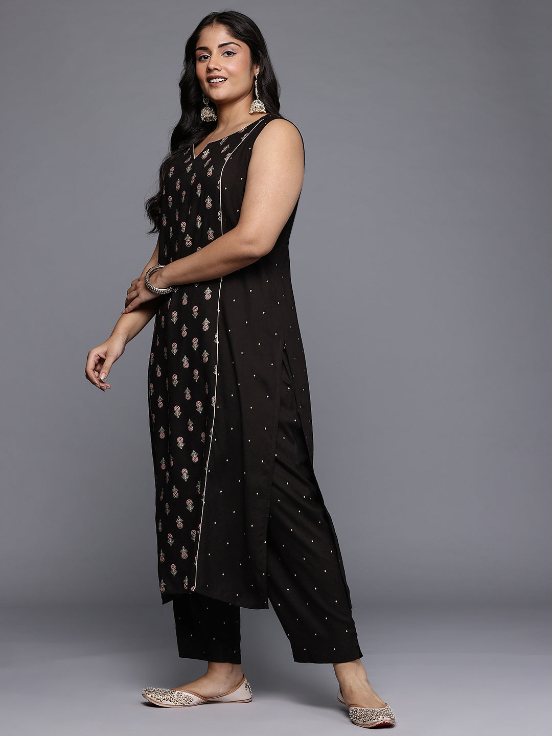 Women's Traditional Wear Black Kurta Set-AP-AHKUPN-COMBO-1121