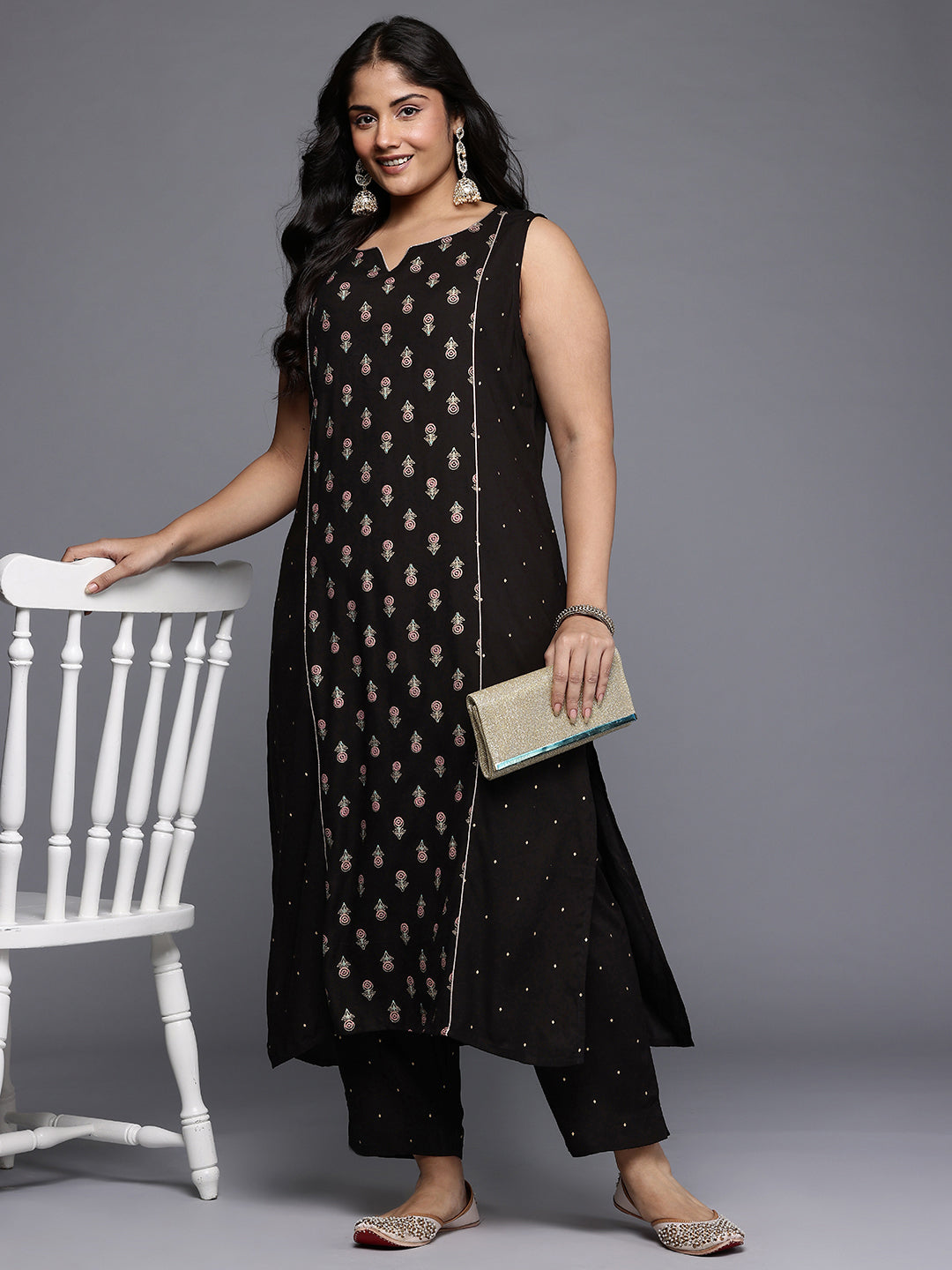 Women's Traditional Wear Black Kurta Set-AP-AHKUPN-COMBO-1121