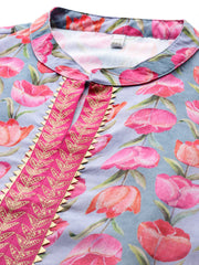 Women's Traditional Wear Grey Kurta Set-AP-AHKUPN-COMBO-1151