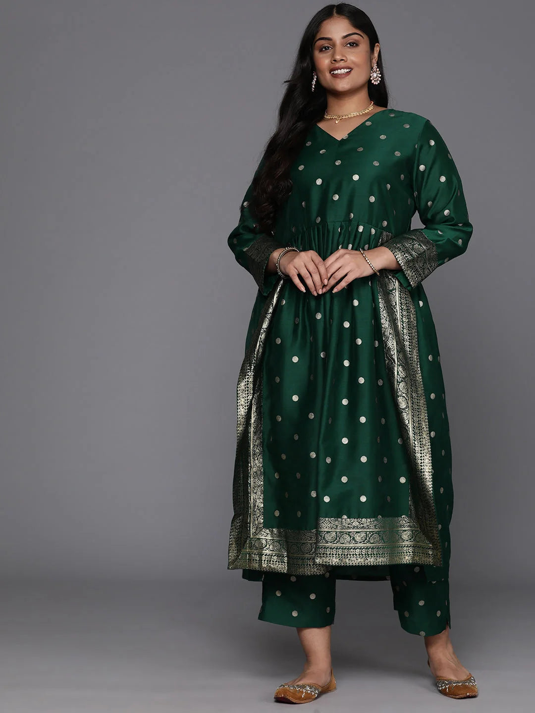 Plus Size Printed Kurta Set - Women's Indian Kurta Sets
